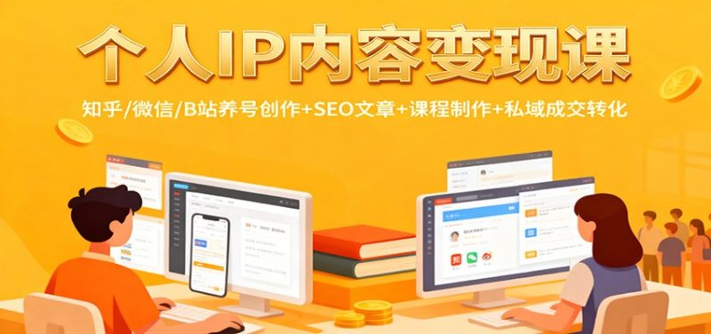 个人IP内容变现课：知乎/微信/B站养号创作+SEO文章+课程制作+私域成交转化-初遇资源网
