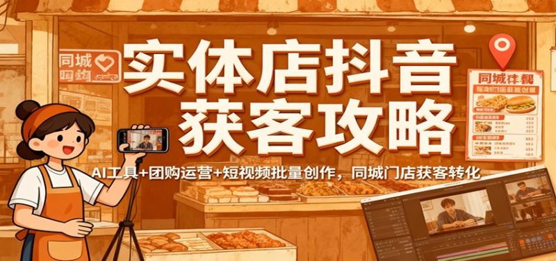 实体店抖音获客攻略:AI工具+团购运营+短视频批量创作,同城门店获客转化-初遇资源网