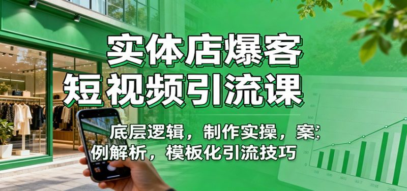 实体店爆客短视频引流课:底层逻辑,制作实操,案例解析,模板化引流技巧-初遇资源网