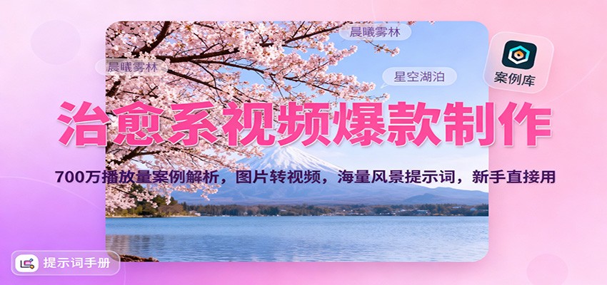 【福缘网创】治愈系视频爆款制作，700万播放量案例解析，图片转视频，海量风景提示词，新手直接用 - 初遇资源网
