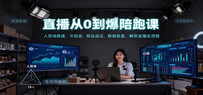 直播从0到爆陪跑课:人货场搭建,冷启动,排品选品,数据复盘,解锁直播全流程-初遇资源网