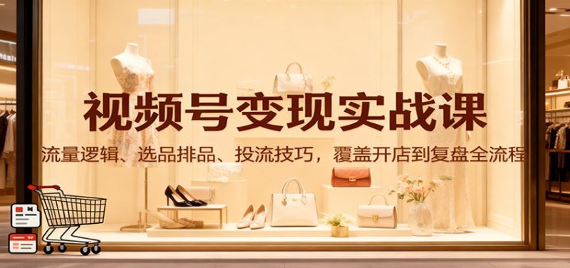 视频号变现实战课:流量逻辑、选品排品、投流技巧,覆盖开店到复盘全流程-初遇资源网