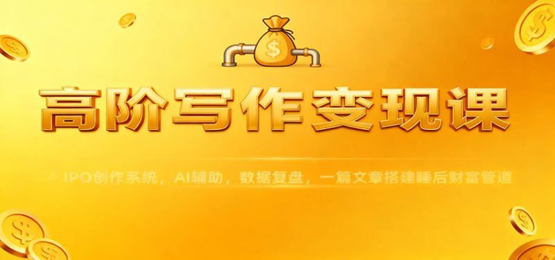 高阶写作变现课：IPO创作系统，AI辅助，数据复盘，一篇文章搭建睡后财富管道-初遇资源网
