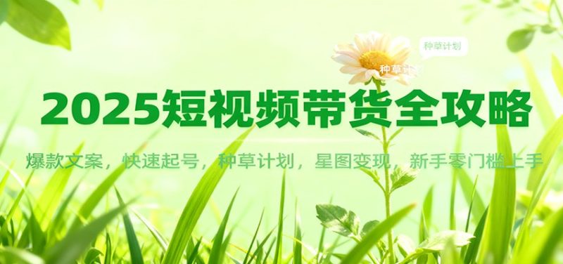 2025短视频带货全攻略:爆款文案,快速起号,种草计划,星图变现,新手零门槛上手-初遇资源网