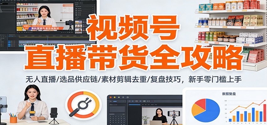 【福缘网创】视频号直播带货全攻略：无人直播/选品供应链/素材剪辑去重/复盘技巧，零门槛上手 - 初遇资源网