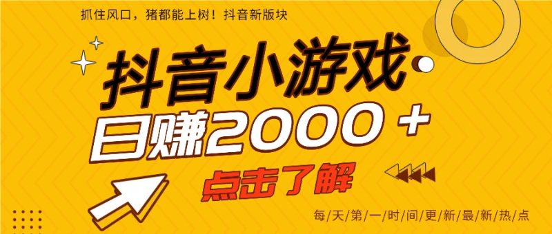 5年爆火的抖音小游戏项目,一部手机日入2000+-初遇资源网