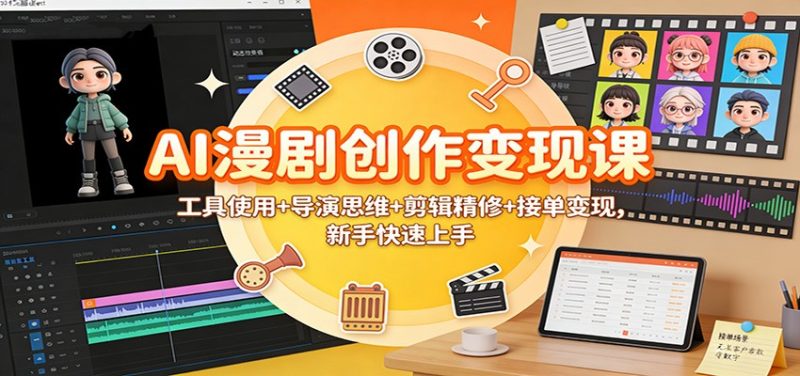 AI漫剧创作变现课:工具使用+导演思维+剪辑精修+接单变现,新手快速上手-初遇资源网