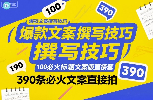 爆款文案撰写技巧,100个必火标题文案模版直接套,390条必火文案直接拍-初遇资源网