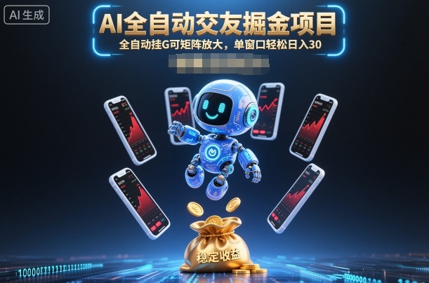 AI全自动交友掘金项目,全自动挂G可矩阵放大,单窗口轻松日入30+-初遇资源网