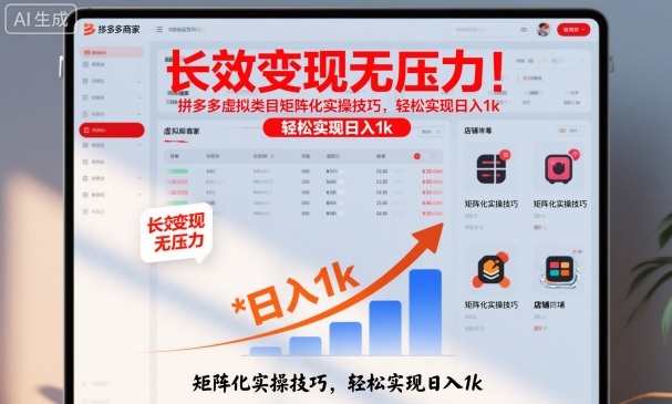 长效变现无压力!拼多多虚拟类目矩阵化实操技巧,轻松实现日入1k-初遇资源网