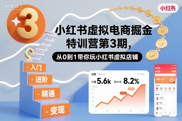 小红书虚拟电商掘金特训营第3期,从0到1带你玩小红书虚拟店铺-初遇资源网
