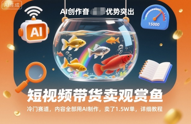 短视频带货卖观赏鱼，冷门赛道，内容全部用AI制作，卖了1.5W单，详细教程-初遇资源网