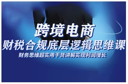 跨境电商财稅合规底层逻辑思维课,财务思维超实用于货讲解实现利润增长-初遇资源网