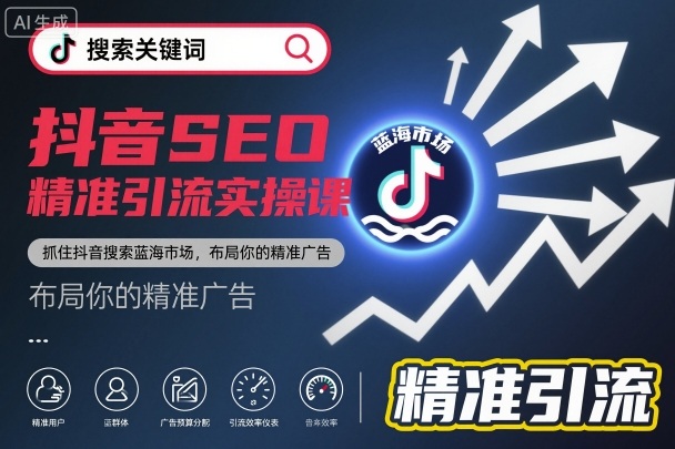 抖音SEO精准引流实操课,抓住抖音搜索蓝海市场,布局你的精准广告-初遇资源网