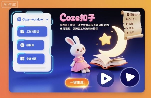 Coze扣子工作流一键生成童话皮克斯风格立体书视频,保姆级工作流搭建教程-初遇资源网