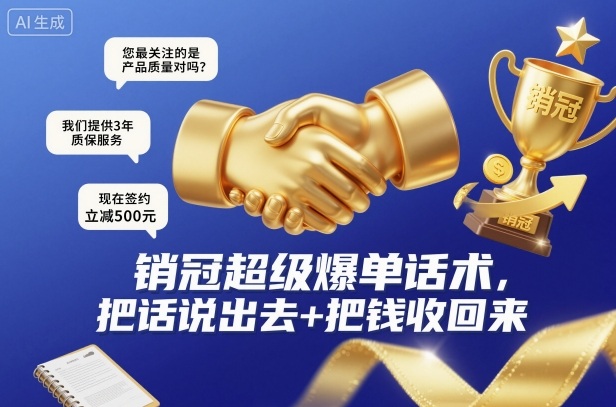 销冠超级爆单话术，把话说出去+把钱收回来-初遇资源网