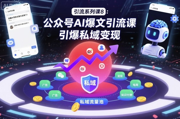 引流系列课8：公众号AI爆文引流课，引爆私域变现-初遇资源网