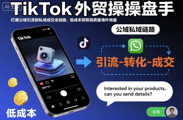 TikTok外贸操盘手,打通公域引流到私域成交全链路,低成本获取高质量海外询盘-初遇资源网