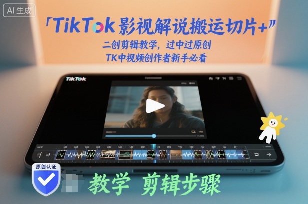 TikTok影视解说搬运切片+二创剪辑教学，过中过原创，TK中视频创作者新手必看-初遇资源网