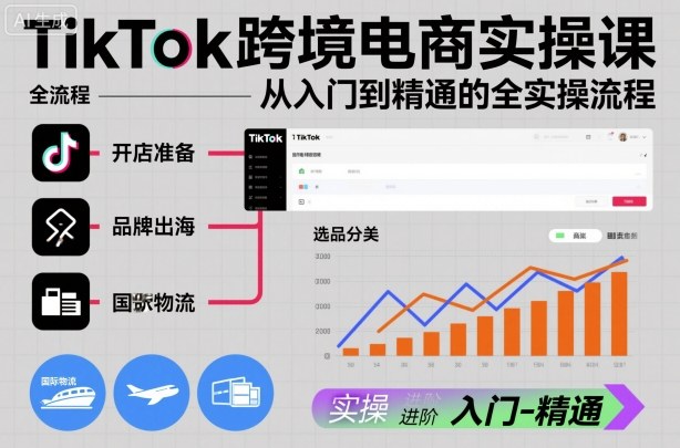TikTok跨境电商实操课,从入门到精通的全实操流程-初遇资源网
