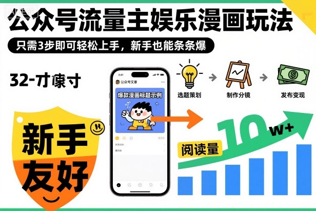 公众号流量主娱乐漫画玩法,只需3步即可轻松上手,新手也能条条爆-初遇资源网