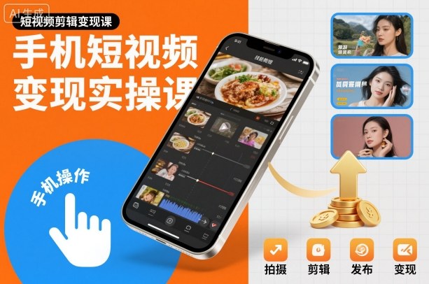 手机短视频变现实操课,短视频剪辑变现课-初遇资源网