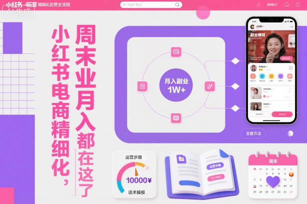小红书电商精细化运营全流程,周末副业月入1W+,全套方法都在这了-初遇资源网