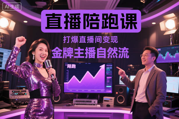 直播陪跑课,金牌主播自然流打爆直播间,复制高变现玩法-初遇资源网
