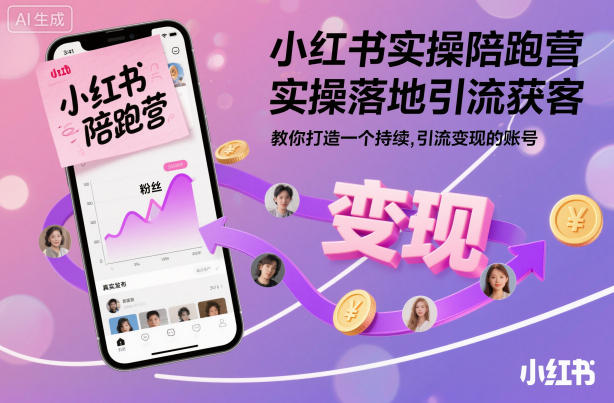 小红书实操陪跑营,实操落地引流获客,教你打造一个持续引流变现的账号-初遇资源网