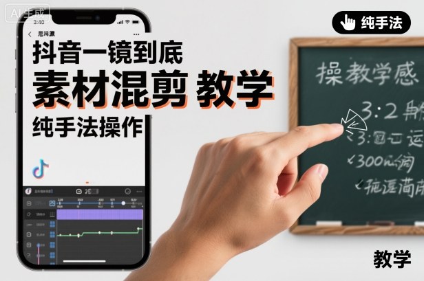 抖音一镜到底素材混剪教学,纯手法操作-初遇资源网