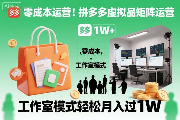 零成本运营！拼多多虚拟品矩阵运营，工作室模式轻松月入过1W-初遇资源网