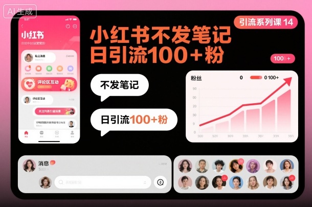 引流系列课14:小红书不发笔记日引流100+粉-初遇资源网