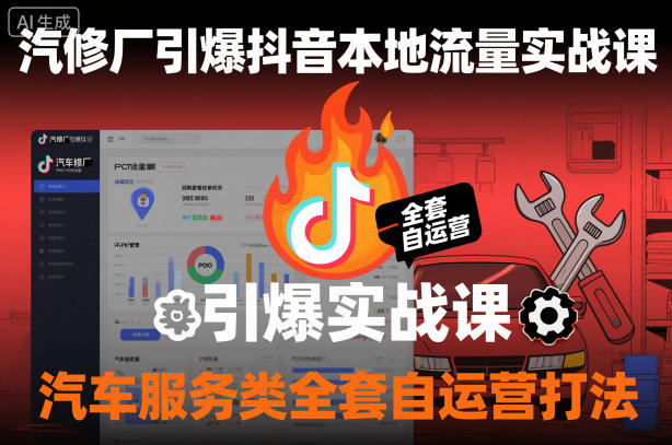 汽修厂引爆抖音本地流量实战课,汽车服务类全套自运营打法-初遇资源网