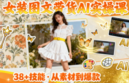 女装图文带货的AI实操课，覆盖38个实用技能，快速提升素材制作效率-初遇资源网