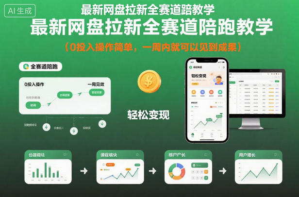 最新网盘拉新全赛道陪跑教学,0投入操作简单,一周内就可以见到成果-初遇资源网
