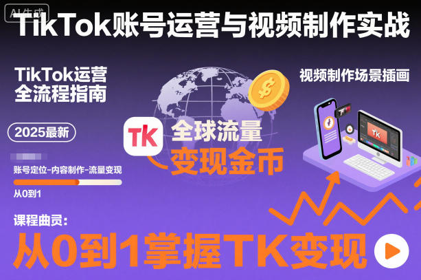 2025最新TikTok账号运营与视频制作实战全流程，从0到1掌握TK变现（含11月最新TK搬运技术）-初遇资源网