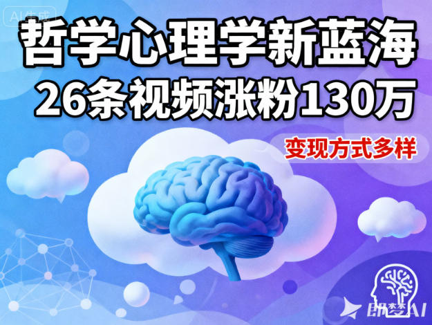 短视频新蓝海,哲学心理学赛道,26条视频涨粉130W,变现方式多样-初遇资源网
