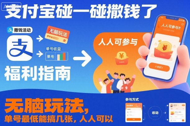 支付宝碰一碰撒钱了,无脑玩法,单号最低能搞几张,人人可以撸-初遇资源网