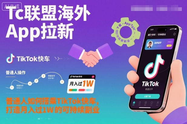 Tc联盟海外App拉新：普通人如何搭乘TikTok快车，打造月入过1W的可持续副业-初遇资源网