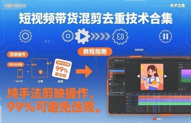 短视频带货混剪去重技术合集,纯手法剪映操作,99%可避免违规-初遇资源网