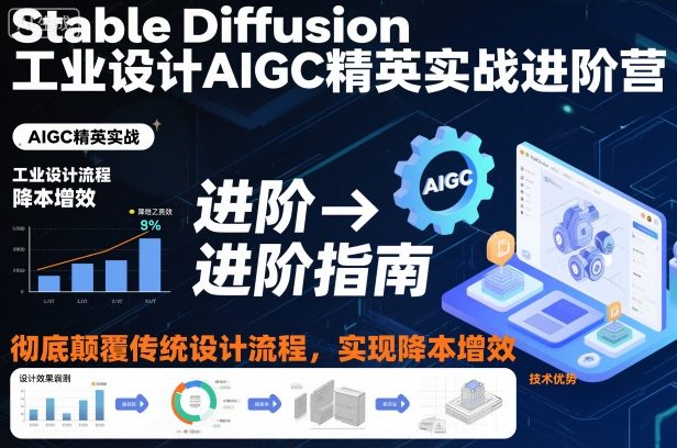 Stable Diffusion工业设计AIGC精英实战进阶营,彻底颠覆传统设计流程,实现降本增效-初遇资源网