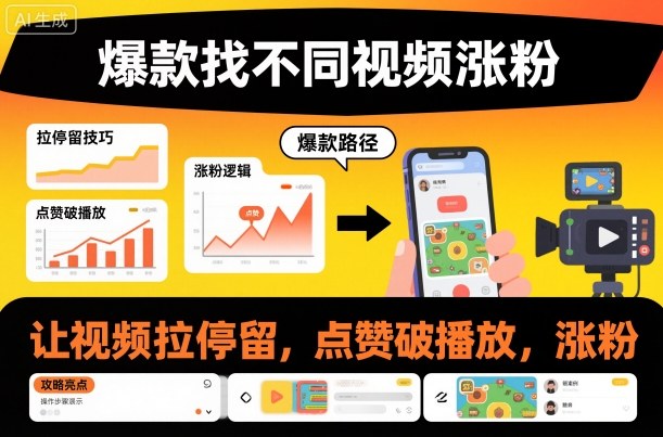 爆款找不同视频涨粉，让视频拉停留，实现点赞，破播放，涨粉-初遇资源网