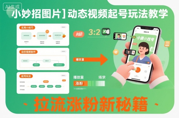 小妙招图片＋动态视频起号玩法教学，拉流涨粉新秘籍-初遇资源网