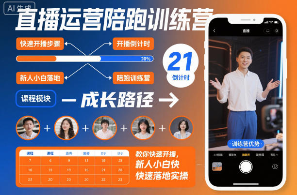 直播运营陪跑训练营，教你快速开播，新人小白快速落地实操-初遇资源网