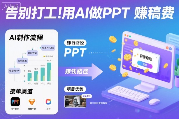 告别打工!用AI做PPT賺稿费,稳定月入1W,提供接单渠道-初遇资源网