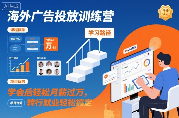 海外广告投放训练营,学会后轻松月薪过万,转行就业轻松搞定-初遇资源网