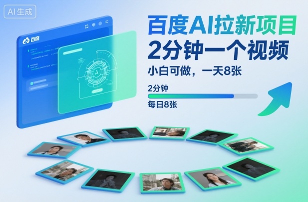 百度AI拉新项目，2分钟一个视频，小白可做，一天8张【附案例+保姆级教程】-初遇资源网