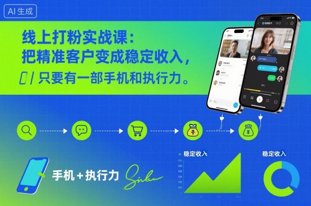 线上打粉实战课:把精准客户变成稳定收入,只要有一部手机和执行力-初遇资源网