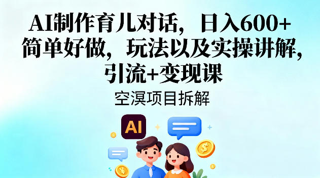 AI制作育儿对话,日入6张+,简单好做,玩法以及实操讲解,引流+变现课-初遇资源网