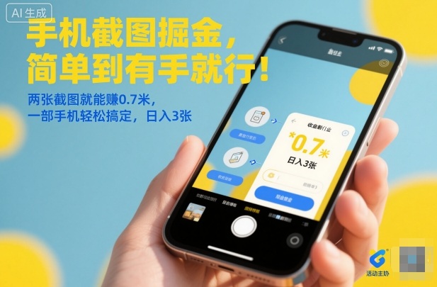 手机截图掘金,简单到有手就行!两张截图就能賺0.7米,一部手机轻松搞定,日入3张-初遇资源网